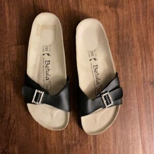 Betula Crystal Buckle Birkenstock Footbed Sandals in Black Size 41 US 7.5 New